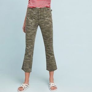 Anthropologie Cropped Utility Camo Flare Pants